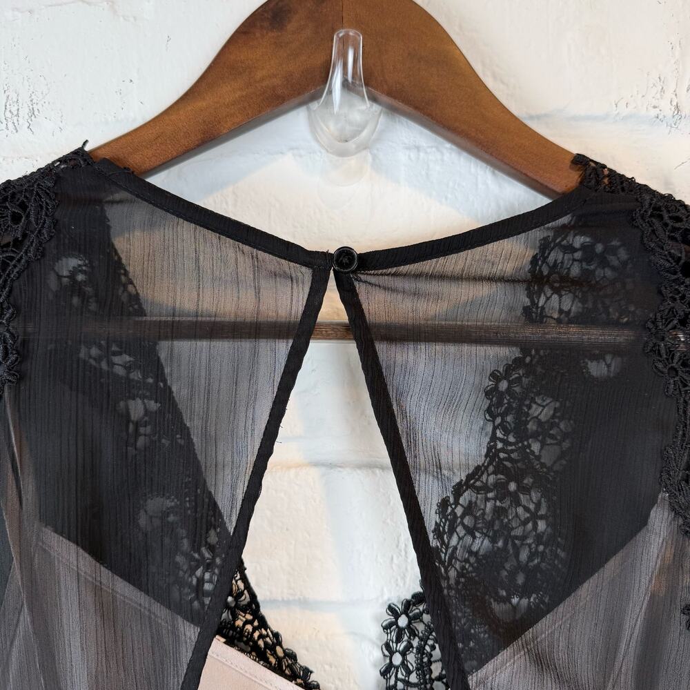 AllSaints Black Lace & Sheer Midi Dress - Picture 12 of 16